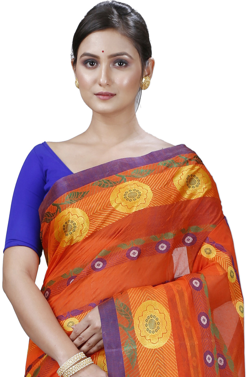 Orange Pure Cotton Uttara Tant Saree (1133)